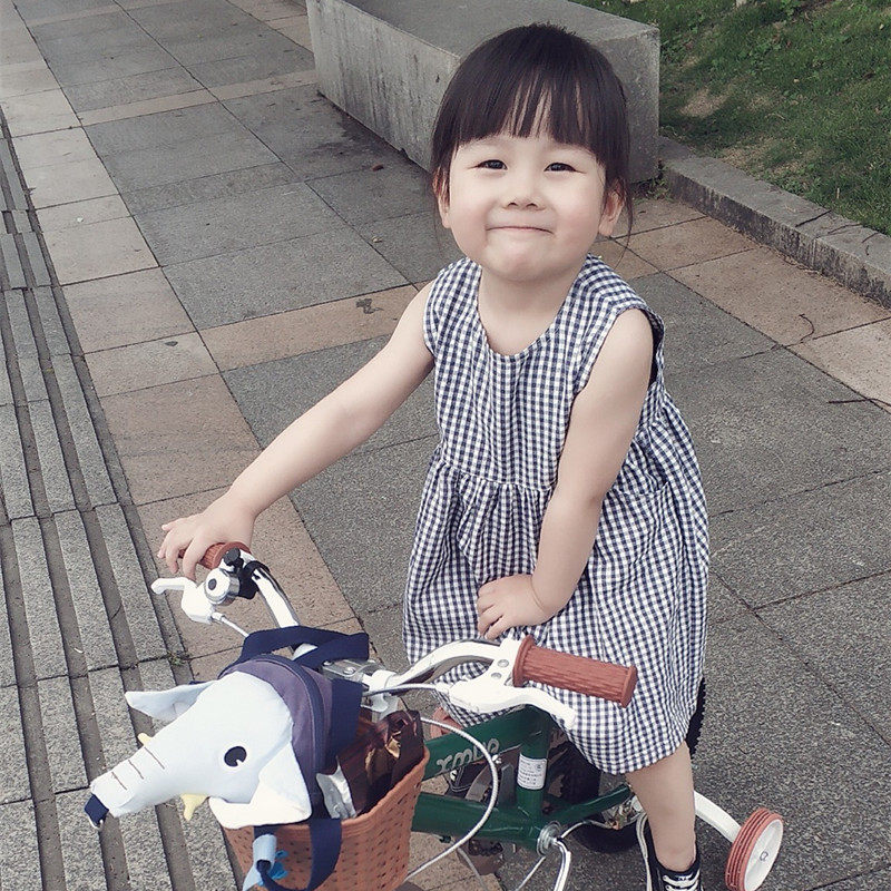 女童无袖连衣裙夏款儿童洋气蓝色格子背心裙女宝宝复古公主风裙子,淘宝优惠券,粉丝福利购,淘宝优惠卷