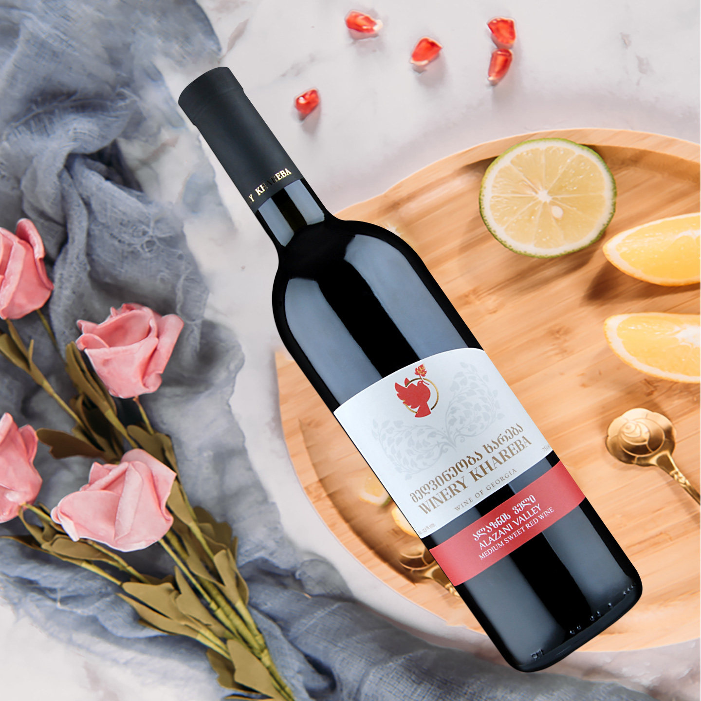 格鲁吉亚红酒红葡萄酒KHAREBA/哈列巴阿拉扎尼半甜型原装进口整箱,淘宝优惠券,粉丝福利购,淘宝优惠卷