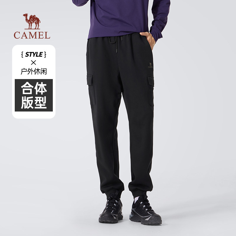 骆驼男装工装卫裤男休闲裤冬季加绒保暖宽松束脚黑色休闲长裤子,淘宝优惠券,粉丝福利购,淘宝优惠卷