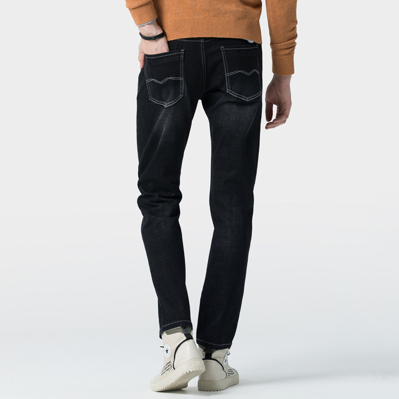 骆驼男装秋季黑色弹力男中腰牛仔裤 骆驼男装牛仔裤