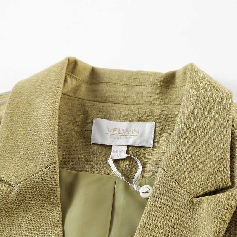 velwin蔚雯春秋季新款v领黄色短款外套女通勤显瘦一粒扣气质上衣,淘宝优惠券,粉丝福利购,淘宝优惠卷