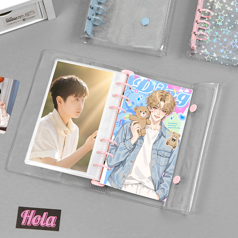 ins风A6高透双扣活页外壳镭射彩夹手帐本替换壳追星小卡收纳册本,淘宝优惠券,粉丝福利购,淘宝优惠卷