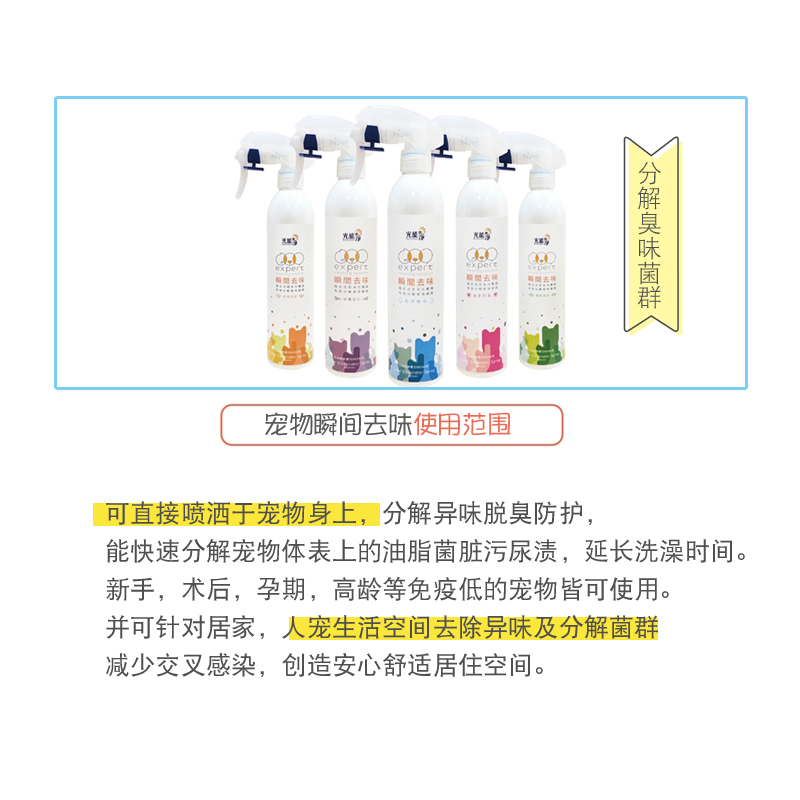 光能净宠物瞬间去味猫咪狗狗体味除臭环境300ml幼犬幼猫喷剂无香-图1