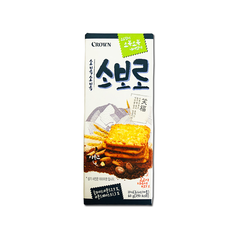 韩国进口零食克丽安crown笑福香酥扁桃仁代餐60g下午茶休闲饼干