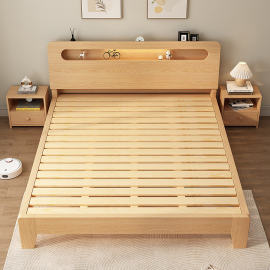 实木床1.5m主卧床1米8双人床出租房用用经济型现代简约家单人床架