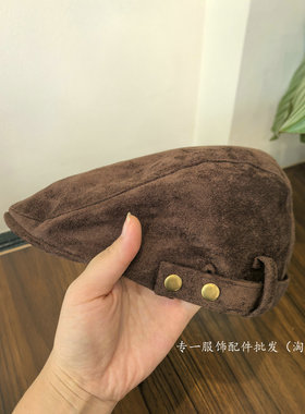 复古美拉德麂皮绒贝雷帽显脸小