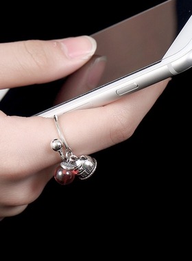 招财猫铃铛开口女士款石榴石原创