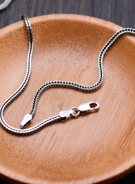 纯银复古女士百搭狐尾毛衣链