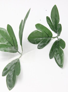 摆放花艺仿真丝网花六叉绿色玫瑰叶 花环材料叶子diy手工装饰配件
