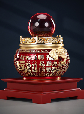 铜欣祥彩铜财源滚滚百福聚宝盆摆件家居办公室桌面开业乔迁礼品