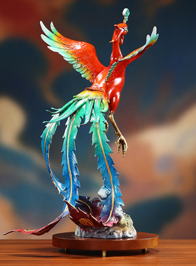 铜欣祥彩铜祥龙凤凰摆件客厅瑞凤呈祥工艺品办公室开业乔迁礼品