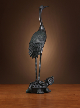 纯铜龟鹤延年门厅摆件开业礼品