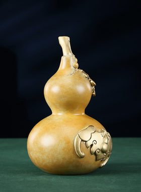 铜欣祥彩铜双钱葫芦福禄双全摆件铜葫芦工艺品生日乔迁商务礼品