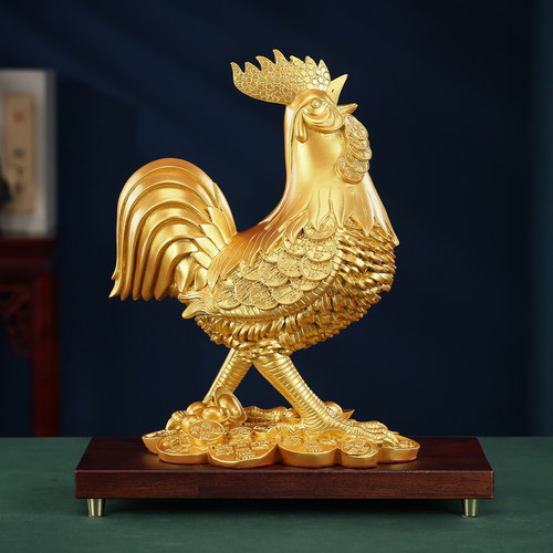 铜欣祥黄铜大吉大利金钱鸡公鸡生肖鸡摆件家居装饰品工艺品摆件 - 图0