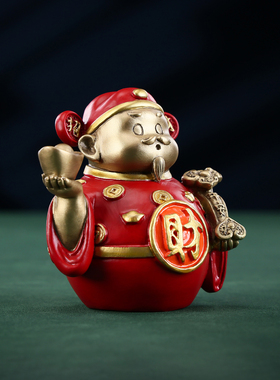 铜欣祥彩铜小财神摆件Q板可爱财帛星君家居柜台小装饰开业礼品