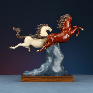 铜欣祥 彩铜《骏马奔腾》家居工艺品摆设马到成功艺术家作品摆件