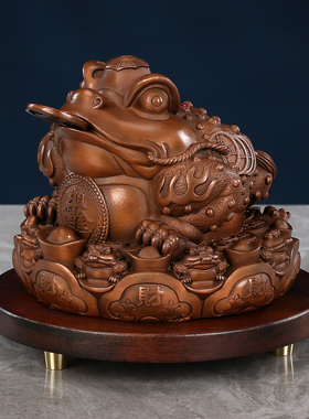 铜欣祥紫铜九子金蟾摆件玄关办公室柜台三足金蟾装饰品开业礼品