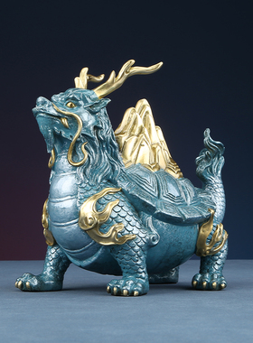铜欣祥金山龙龟摆件玄关开业