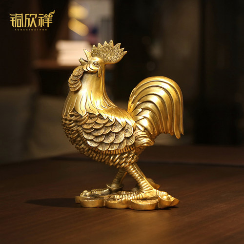 铜欣祥黄铜大吉大利金钱鸡公鸡生肖鸡摆件家居装饰品工艺品摆件 - 图3