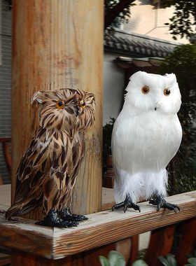 仿真猫头鹰玩偶公仔挂件道具装饰