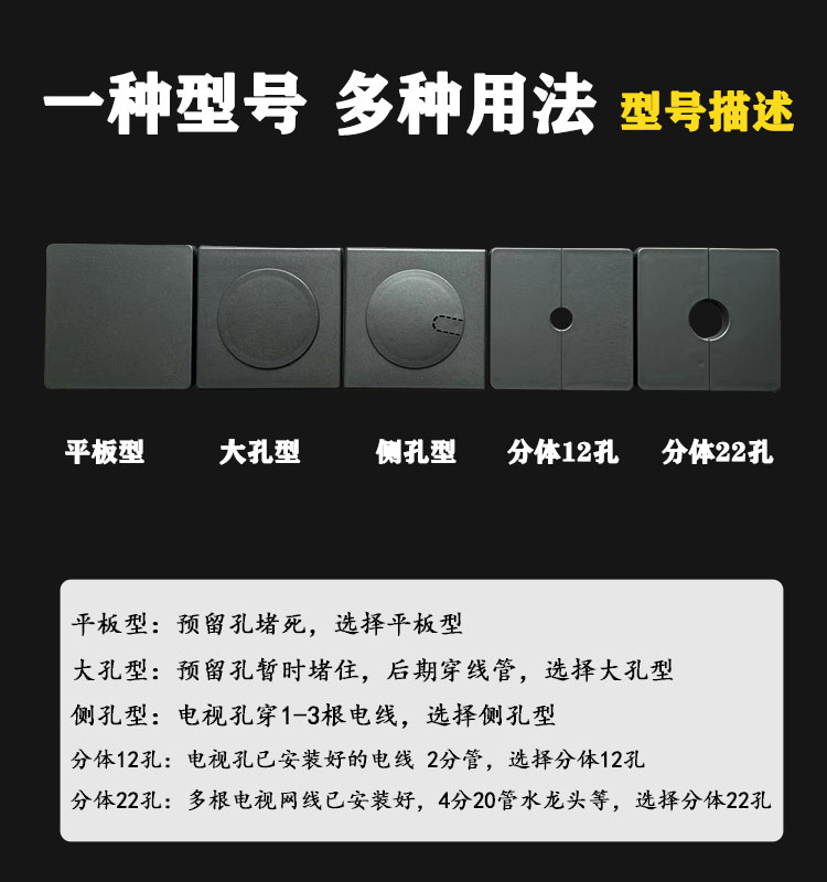 电视墙装饰盖86方形墙洞预留电线孔遮丑空调50管道孔窟窿遮挡堵盖 - 图1