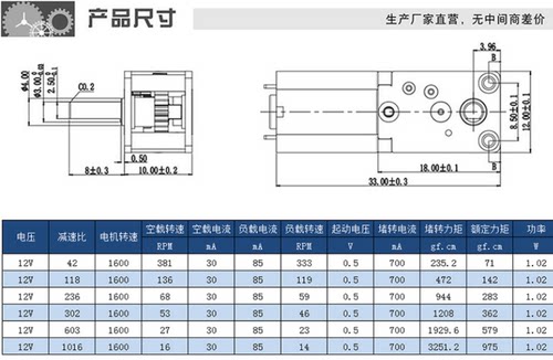 N20涡轮涡杆微型直流减速电机 低速马达大扭矩全金属齿轮低噪音 - 图3