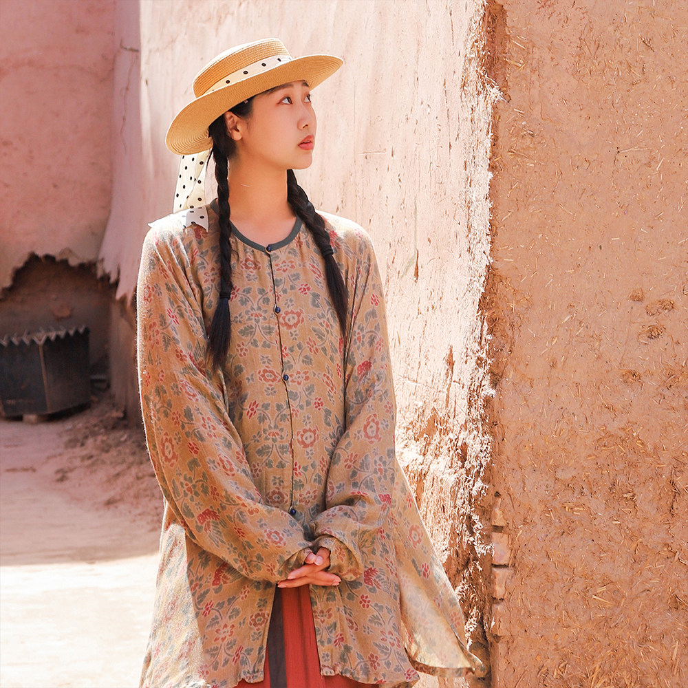 谜阿凰山岚圆领衫明制新中式复古风圆领衫日常春夏高端汉服女成人,淘宝优惠券,粉丝福利购,淘宝优惠卷