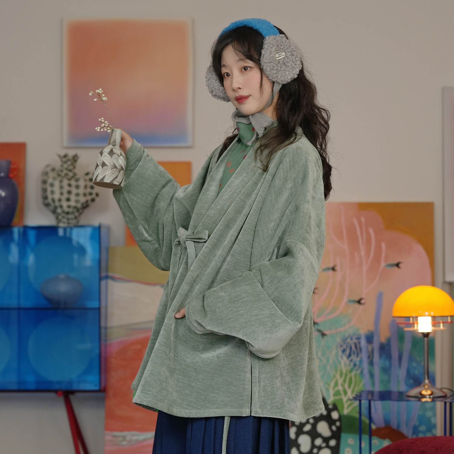 谜阿凰【深蓝马面裙】改良松紧腰半身裙汉元素秋冬日常休闲加厚女,淘宝优惠券,粉丝福利购,淘宝优惠卷