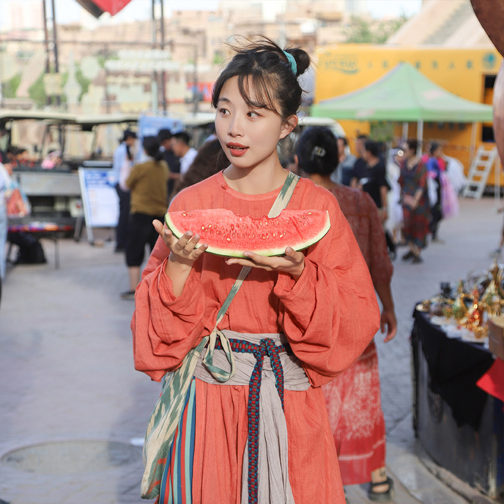 谜阿凰【朱柿】原创唐制圆领袍女春夏季新款古风汉服连衣裙,淘宝优惠券,粉丝福利购,淘宝优惠卷