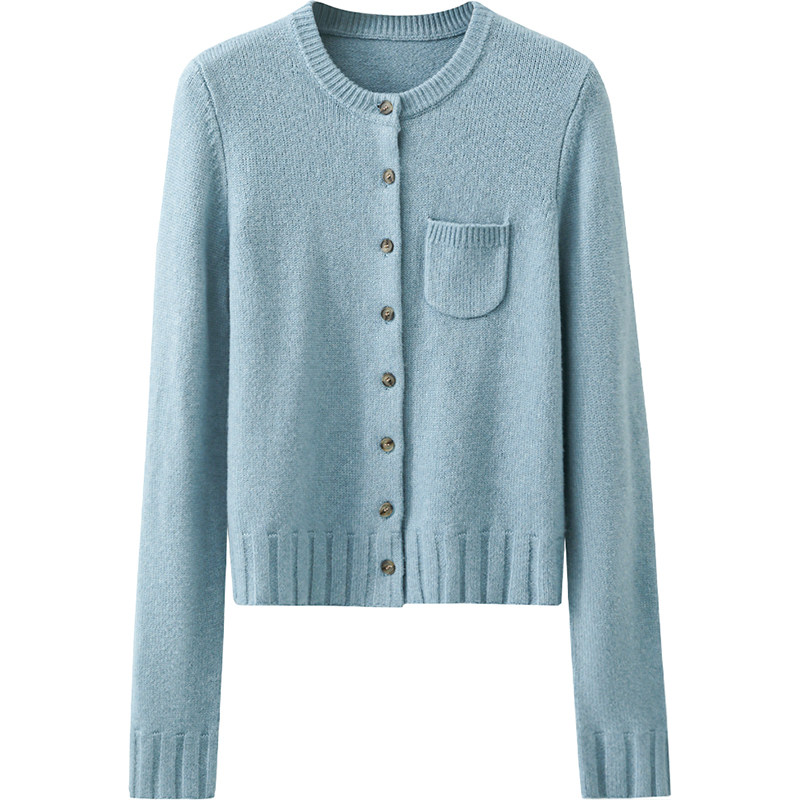 【清仓秒杀】冬季韩系气质流行巨好看针织衫小个子蓝色毛衣开衫女,淘宝优惠券,粉丝福利购,淘宝优惠卷
