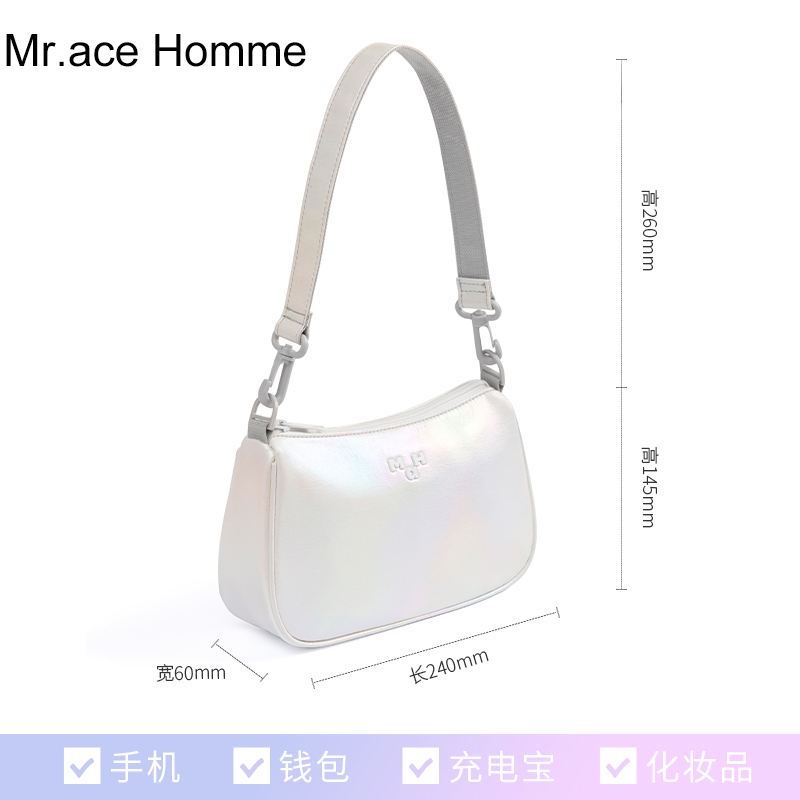 【品牌清仓】Mr．Ace Homme新款单肩斜挎时尚百搭链条小方包简约-图1