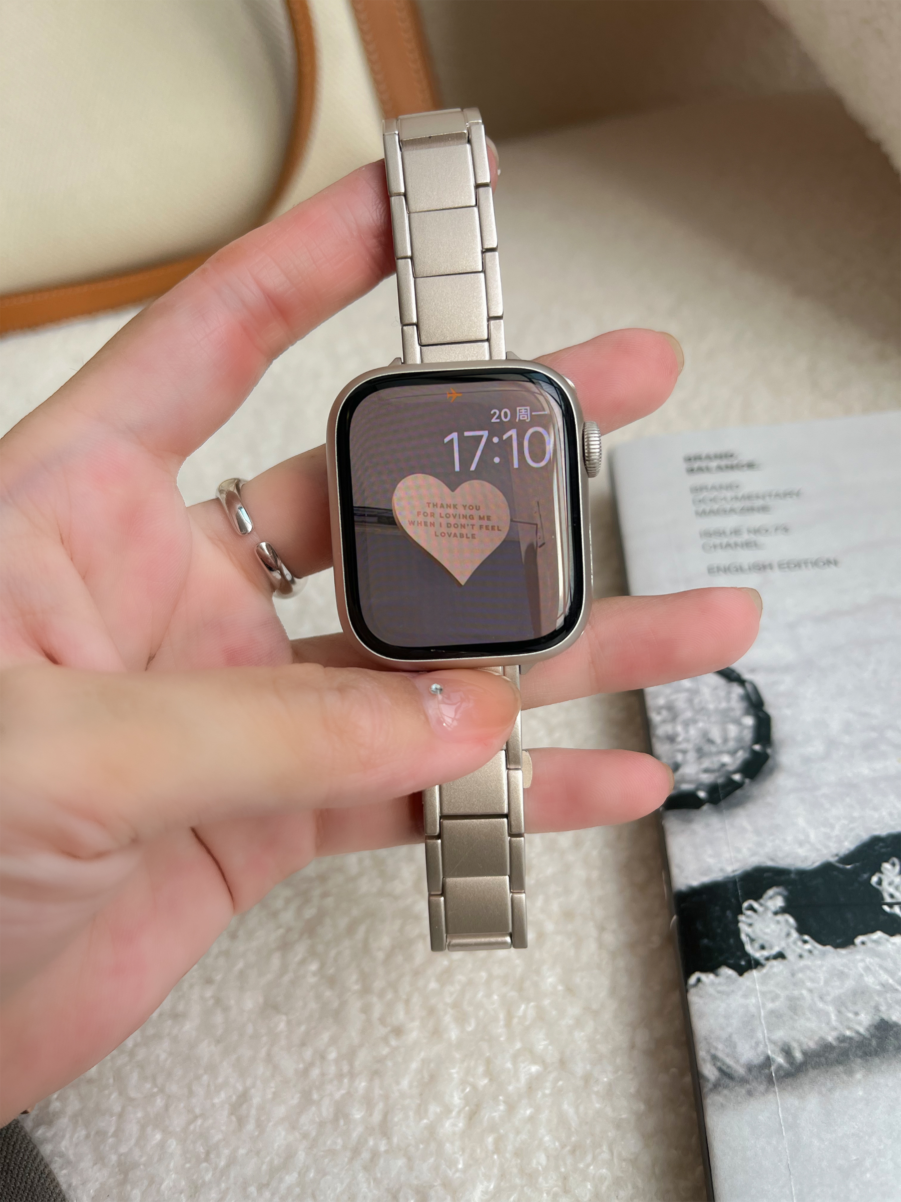 星光色细款不锈钢女款适用于苹果手表applewatch表带iWatch876543-图0