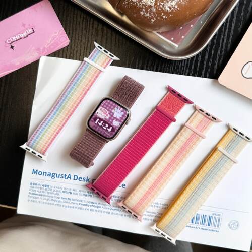 CA. 新色烟紫适用于苹果手表AppleWatch表带编织魔术贴iWatch9876 - 图0