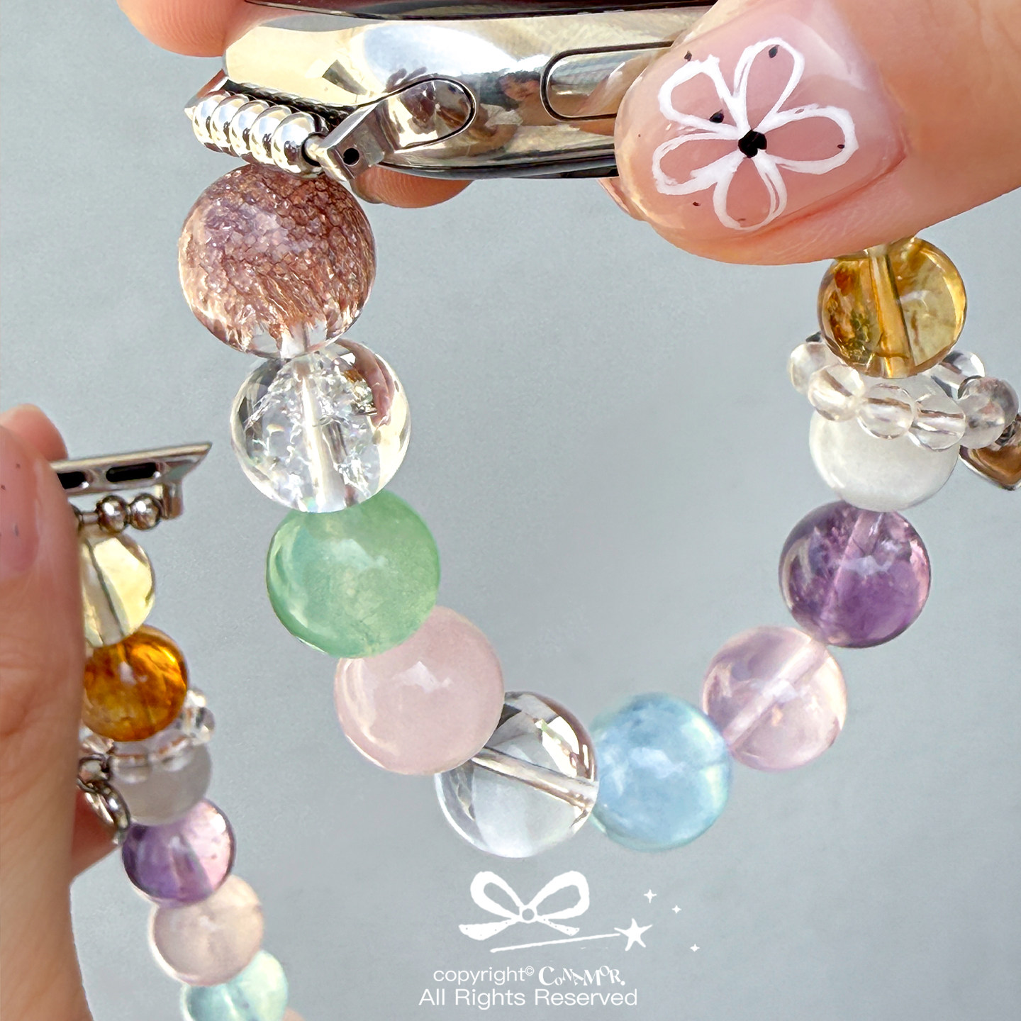 CA《水晶独角星》新款天然水晶冰肤感品质原石iwatch表带适用苹果 - 图0