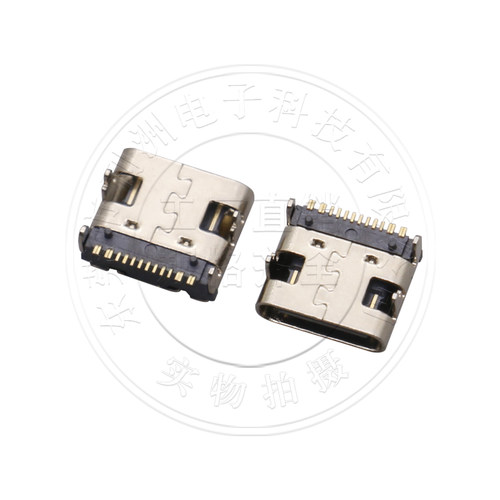 TYPE-C16P母座板上5A大电流卧贴贴板C口传输接口快充USB母连接器 - 图2