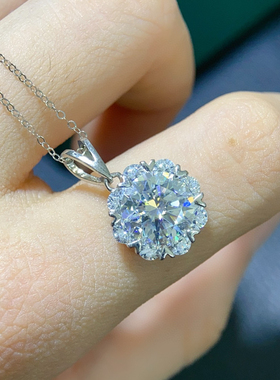 D色莫桑钻项链3克拉GRA证书美国黑卡八心八箭切工925银精工镶嵌