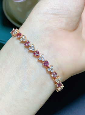 绝美亚历山大手链具有强烈的红绿变色效应S925银精工镶嵌主石4*4