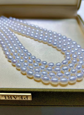 极光几乎无瑕天然珍珠项链 媲美akoya天女海水珍珠链小灯泡既视感