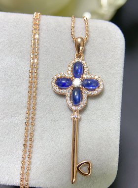 天然蓝宝石吊坠出货S925银精工镶嵌、主石尺寸3*5mm