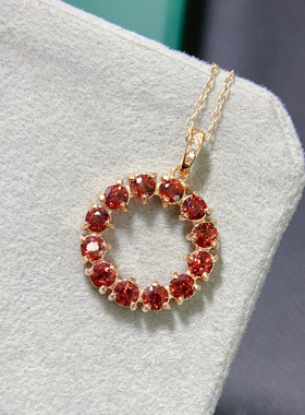 天然镁铝石榴石吊坠 火彩闪 石3*3mm特惠 925银镶嵌 送银链