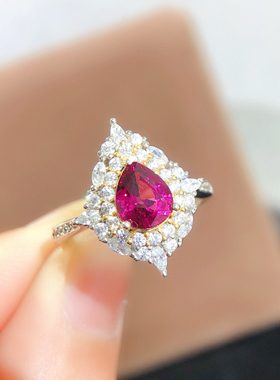 超级美丽的纯天然的镁铝石榴石戒指尺寸:6*7mm925纯银镶嵌