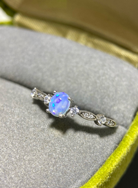 女百搭简约指环时尚个性小众开口戒指天然欧泊高级设计感戒指