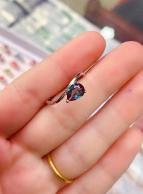 变色宝石皇家亚历山大变石金绿宝石粉熔石椭圆形草黄麦黄戒指水滴