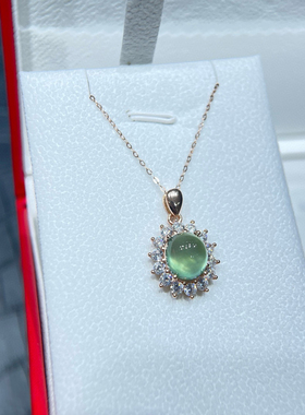 925纯银重工闪钻围镶太阳花葡萄石吊坠项链 白珠紫珠两色