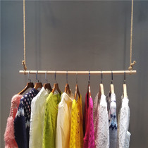 Hemp Rope Wood Stick Hanger Suspension Hanger Hanger Clothing Store Rings Hanging Children Clothes Hanger Rack upper wall rings