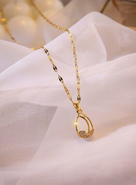 抖音郁金香钛钢高级感轻奢项链女气质时尚锁骨链颈链女吊坠女颈链