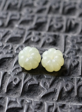 全手工仿古七瓣瓜棱珠和田青白玉