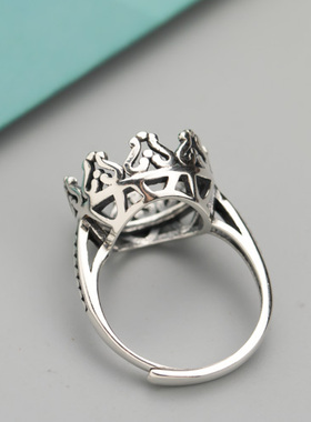 diy纯银大珍珠活口无孔戒指托