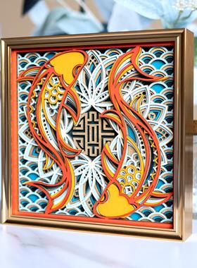 梯木叠雕招财锦鲤客厅玄