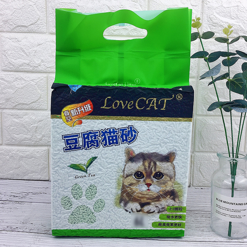 lovecat猫砂豆腐绿茶猫砂天然植物结团除臭无尘猫砂沙2.5kg*6包-图0